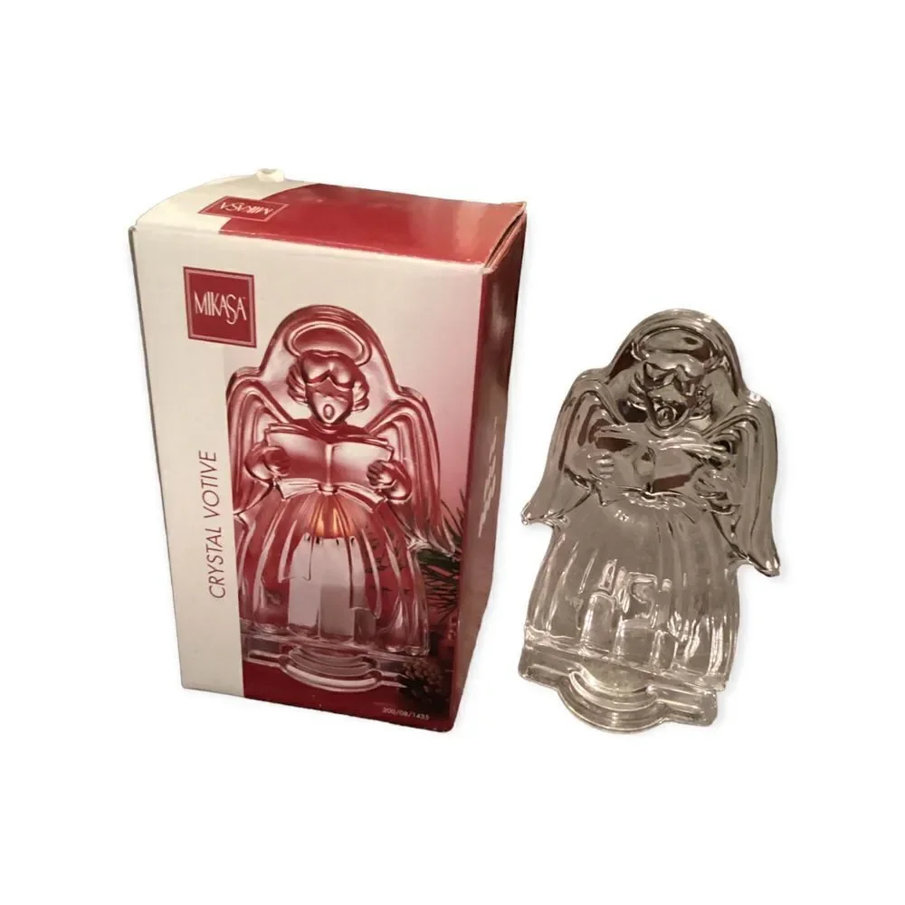 Mikasa Crystal Caroling Angel Candle Holder Crystal Votive
